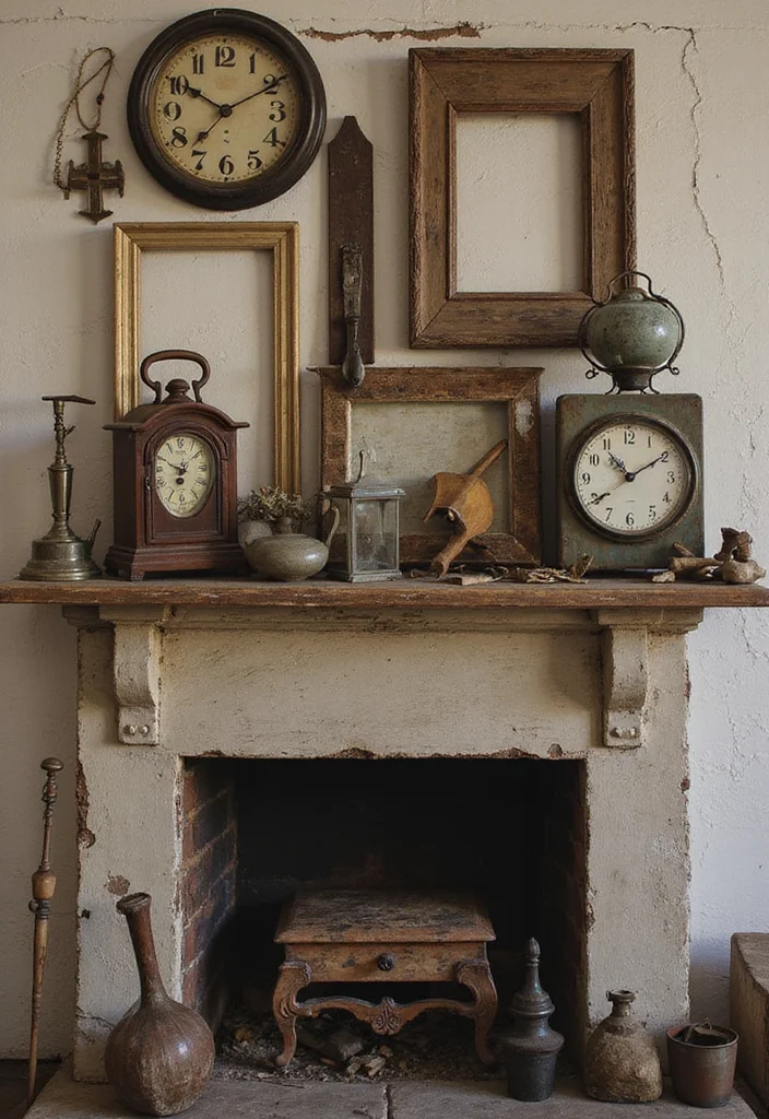 12 Fireplace Decor Ideas for Warm Seasonal Style 56 12 Fireplace Decor Ideas for Warm Seasonal Style - 6. Vintage Finds