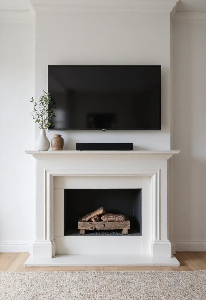 12 Fireplace Wall Ideas With TV for Seamless Modern Design - 3. Minimalist Mantels