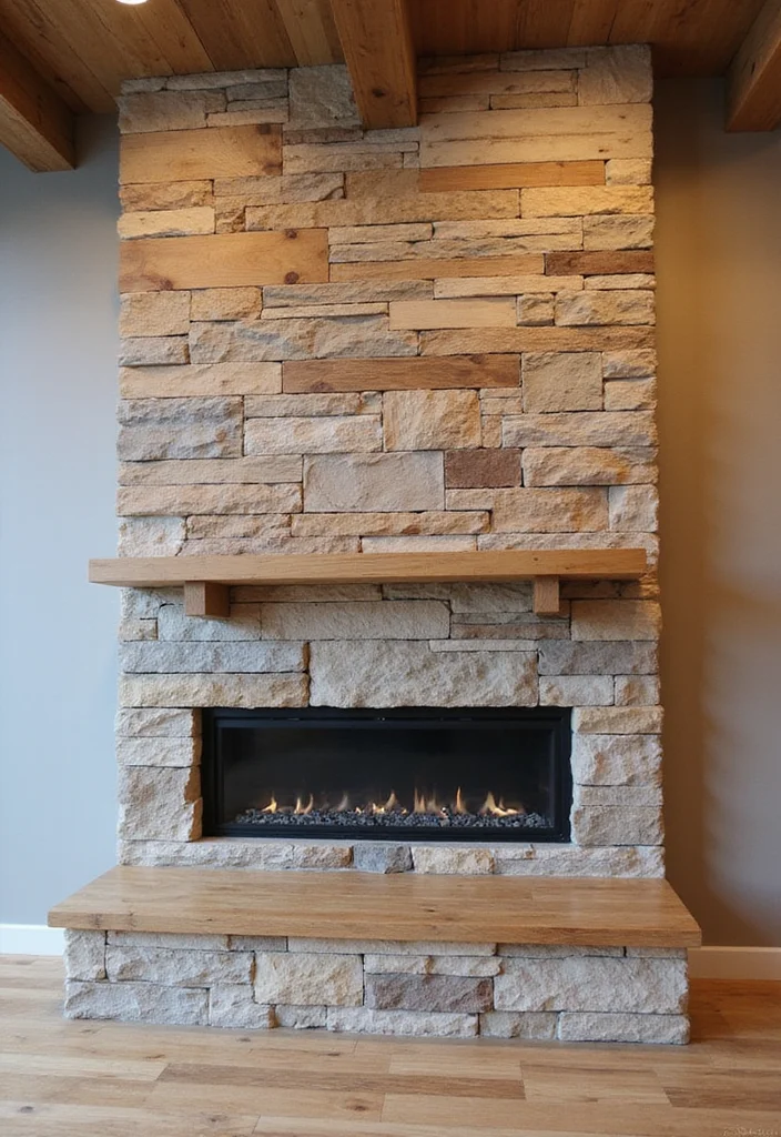 12 Fireplace Wall Ideas With TV for Seamless Modern Design - 5. Natural Wood Accents