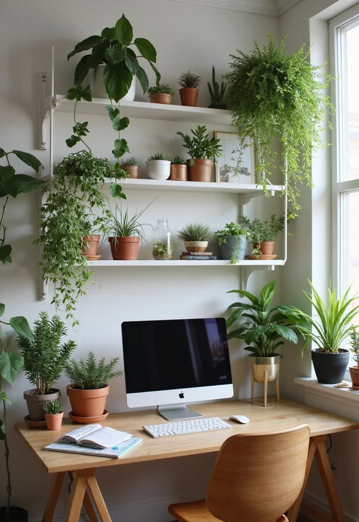 12 Home Office Ideas for Productive Comfortable Workspaces - 1. Go Green with Plants