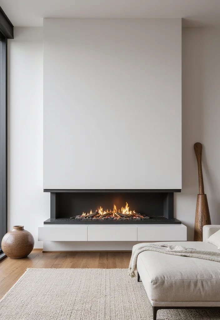 12 Living Room With Fireplace Design Ideas for Strong Cozy Focal Points - 2. Minimalist Modern Fireplace
