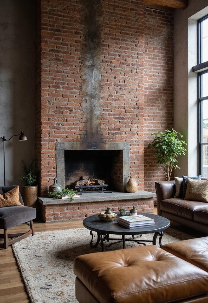 12 Living Room With Fireplace Design Ideas for Strong Cozy Focal Points - 4. Industrial Edge
