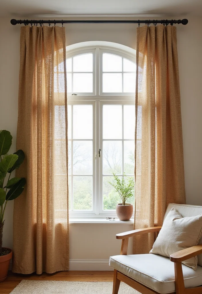 12 Modern Curtain Ideas for Clean Contemporary Interiors - 5. Jute Curtain Panels