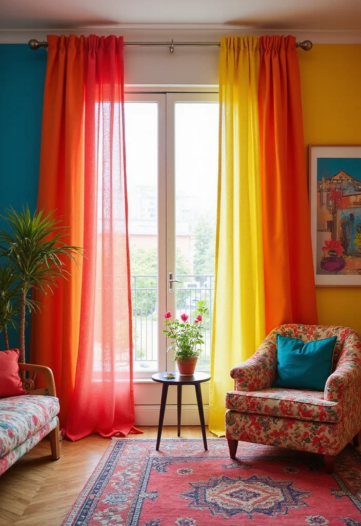 12 Modern Curtain Ideas for Clean Contemporary Interiors - 7. Colorful Panel Curtains