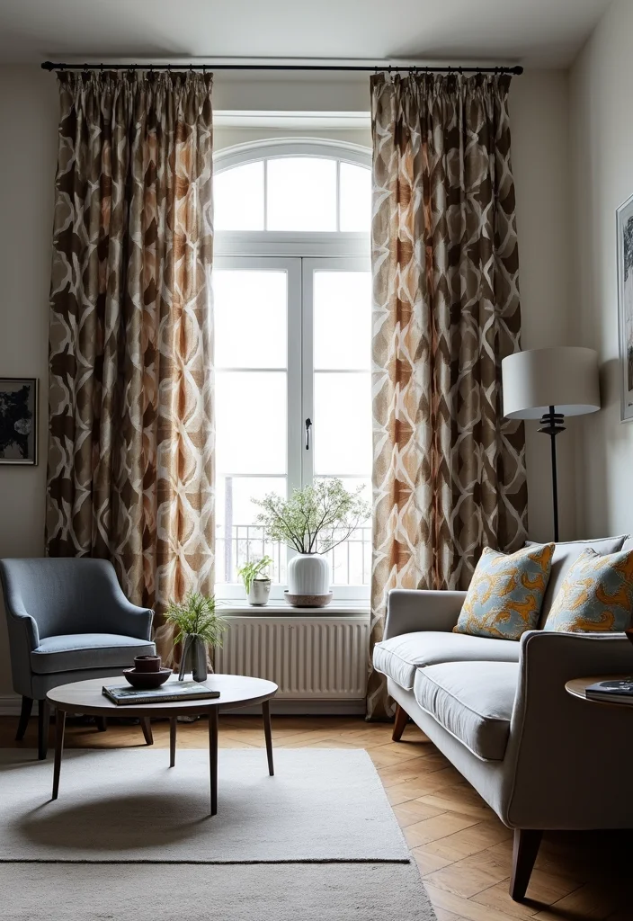 12 Modern Curtain Ideas for Clean Contemporary Interiors - 8. Geometric Patterned Curtains