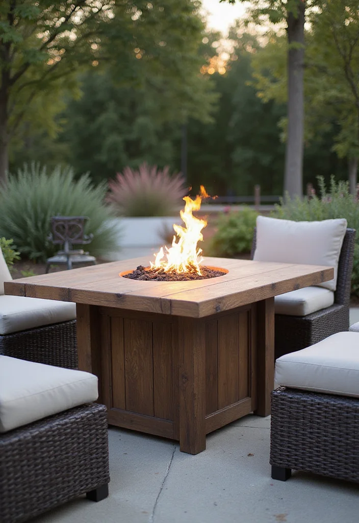 12 Outdoor Fireplace Ideas for Relaxed Backyard Gatherings - 11. Fire Pit Table with Built-in Seating