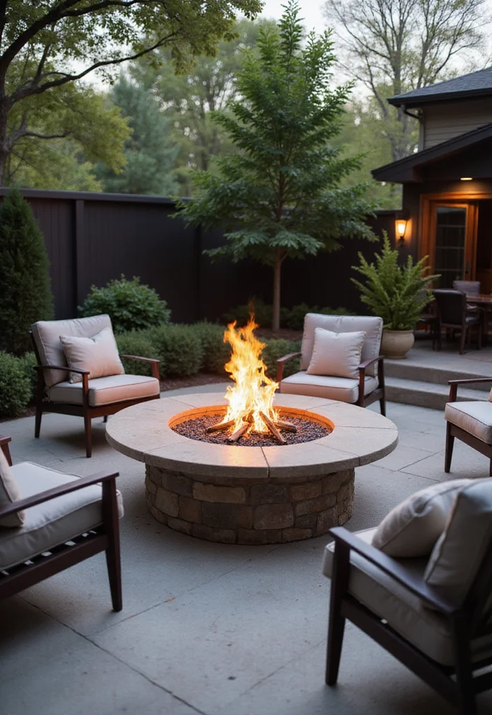 12 Outdoor Fireplace Ideas for Relaxed Backyard Gatherings - 12. Elevated Fire Pit with Lounge Chairs