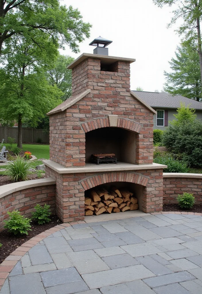 12 Outdoor Fireplace Ideas for Relaxed Backyard Gatherings - 8. Firewood Storage with Built-in Fireplace