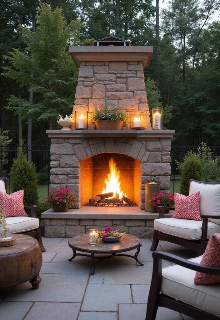 12 Outdoor Fireplace Ideas for Relaxed Backyard Gatherings - 9. Outdoor Fireplace with Surrounding Patio