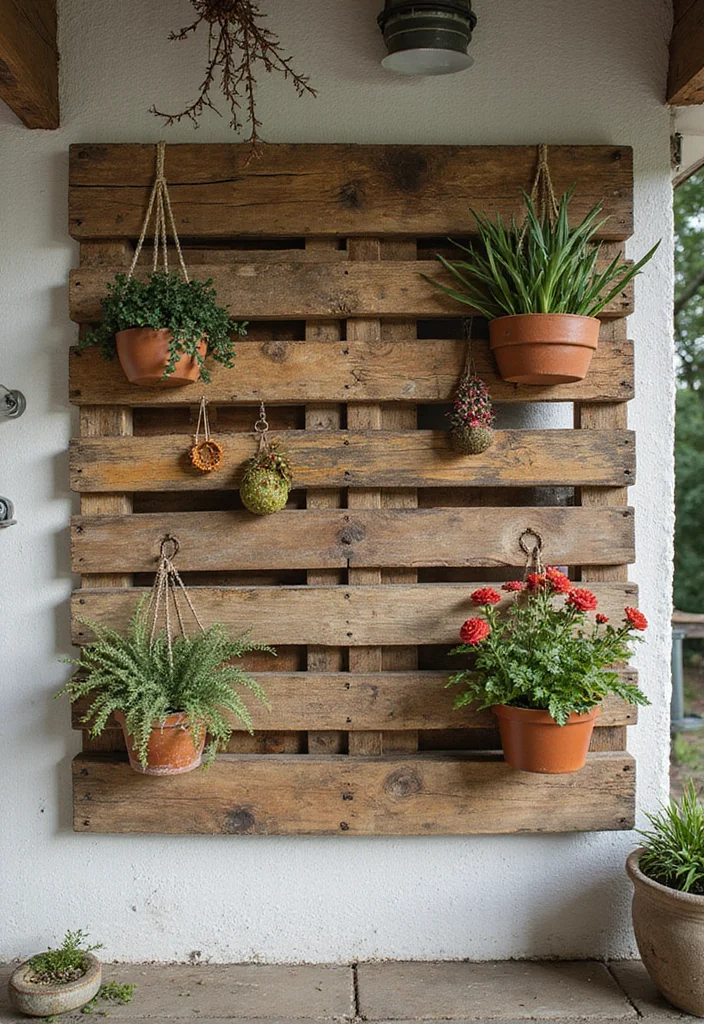 12 Outdoor Wall Decor Ideas for Bold Exterior Style - 1. Rustic Wood Pallet Art