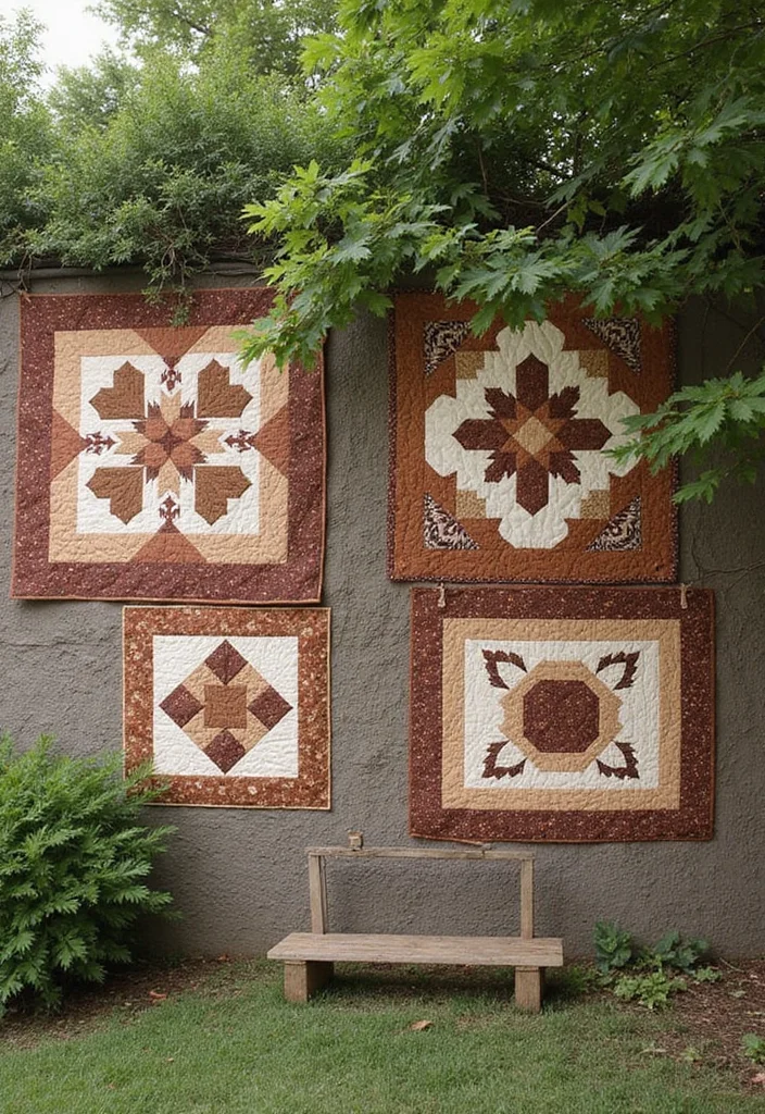 12 Outdoor Wall Decor Ideas for Bold Exterior Style - 10. Quilted Fabric Wall Hangings