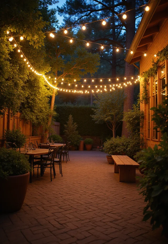 12 Outdoor Wall Decor Ideas for Bold Exterior Style - 12. String Lights and Garlands