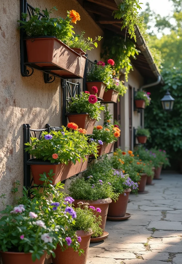 12 Outdoor Wall Decor Ideas for Bold Exterior Style - 4. Hanging Planters