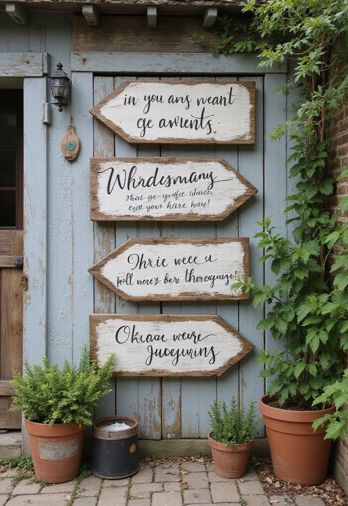 12 Outdoor Wall Decor Ideas for Bold Exterior Style - 8. Weathered Signs