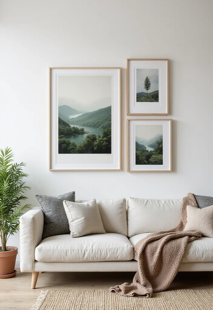12 Over Sofa Wall Decor Ideas for Strong Living Room Accents 12 12 Over Sofa Wall Decor Ideas for Strong Living Room Accents - 2. Nature-Inspired Artwork