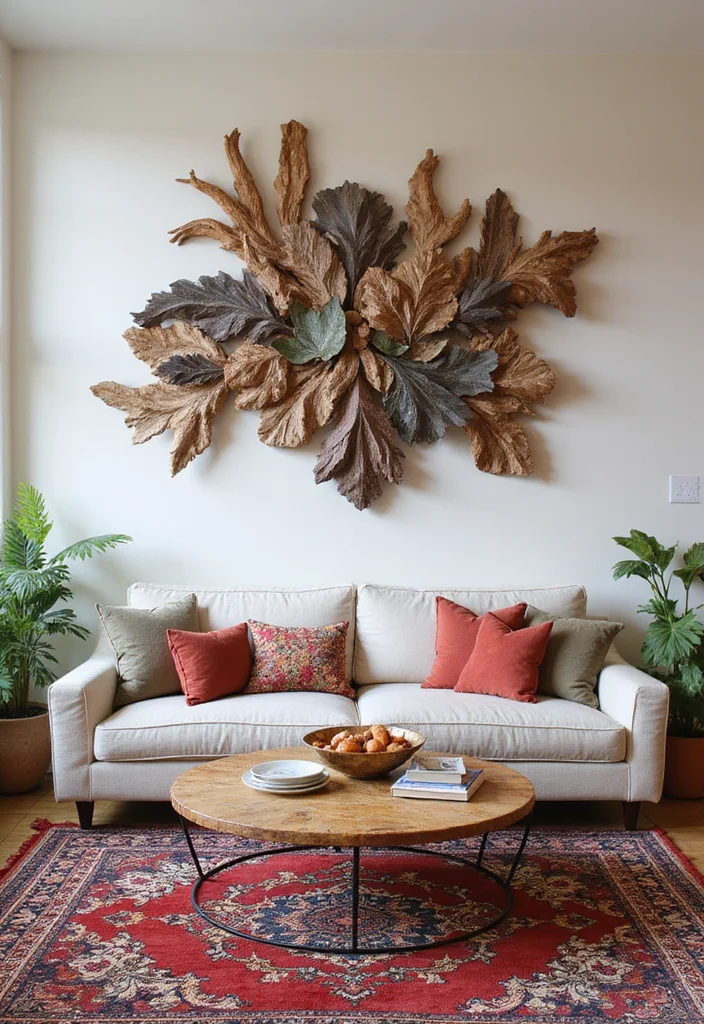 12 Over Sofa Wall Decor Ideas for Strong Living Room Accents 34 12 Over Sofa Wall Decor Ideas for Strong Living Room Accents - 4. Sculpture or Wall Art Installations