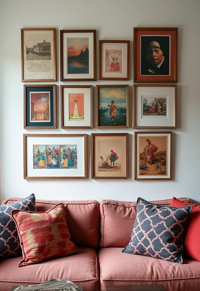 12 Over Sofa Wall Decor Ideas for Strong Living Room Accents 45 12 Over Sofa Wall Decor Ideas for Strong Living Room Accents - 5. Gallery Wall of Mixed Media