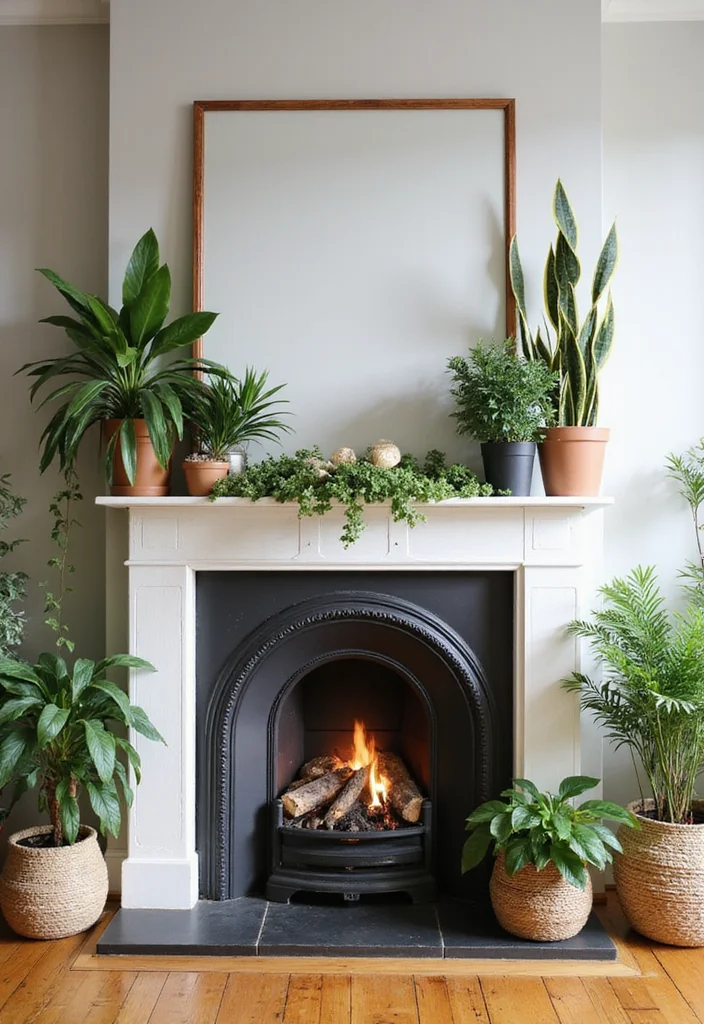 12 Remodel Fireplace Ideas for Updated Focal Points - 8. Greenery and Fireplaces