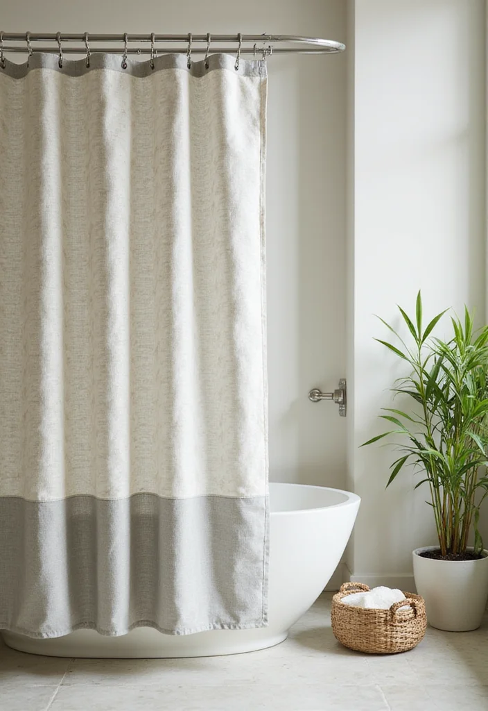 12 Shower Curtain Ideas for a Quick Trendy Refresh - Eco Edition - 1. Organic Cotton Elegance