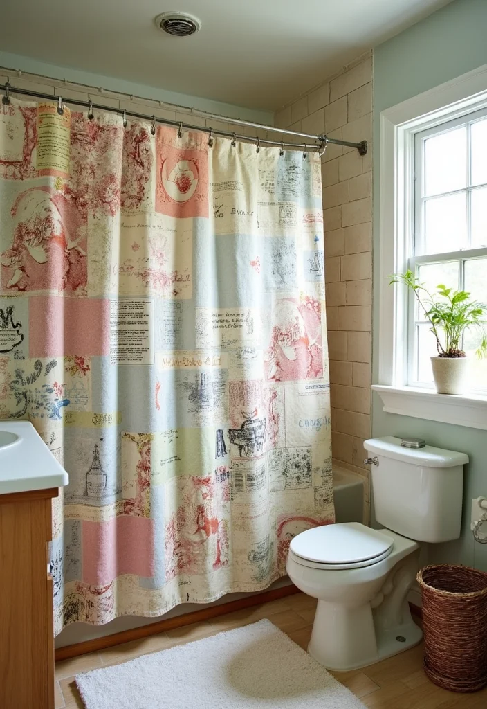 12 Shower Curtain Ideas for a Quick Trendy Refresh - Eco Edition - 11. Upcycled Beauty