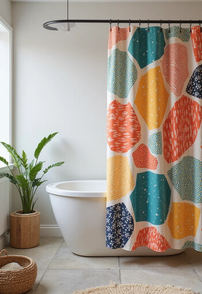 12 Shower Curtain Ideas for a Quick Trendy Refresh - Eco Edition - 4. Bold Geometric Patterns