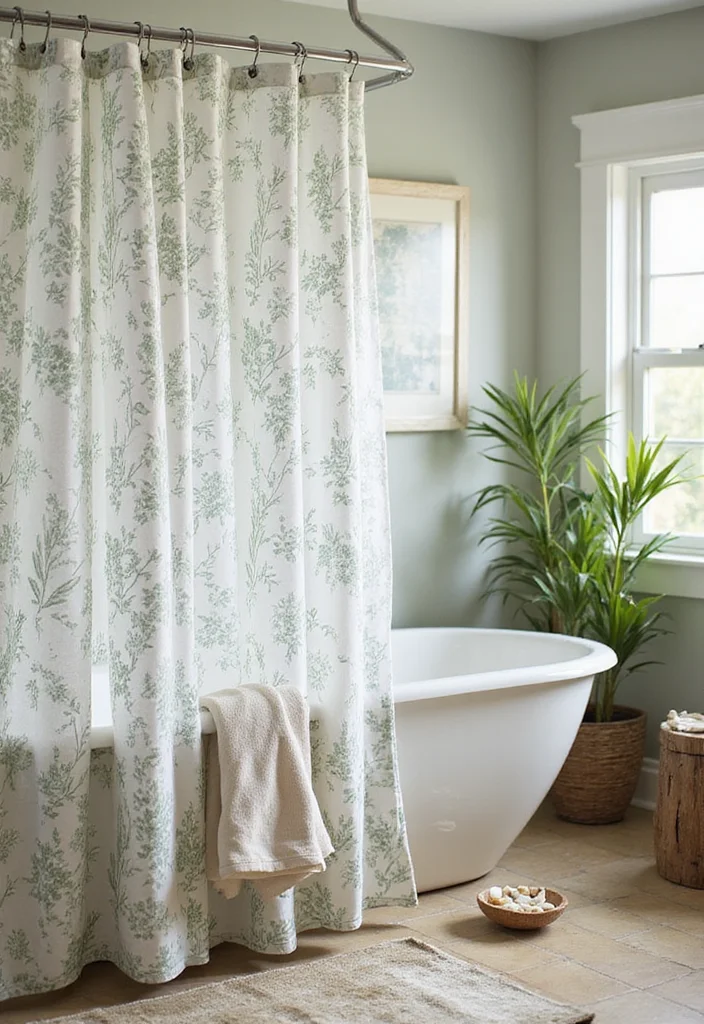 12 Shower Curtain Ideas for a Quick Trendy Refresh - Eco Edition - 6. Nature-Inspired Prints