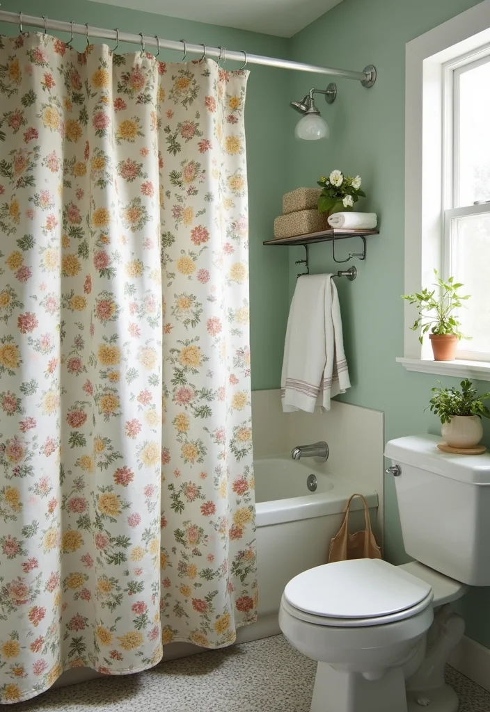 12 Shower Curtain Ideas for a Quick Trendy Refresh - Eco Edition - 8. Vintage-Style Charm