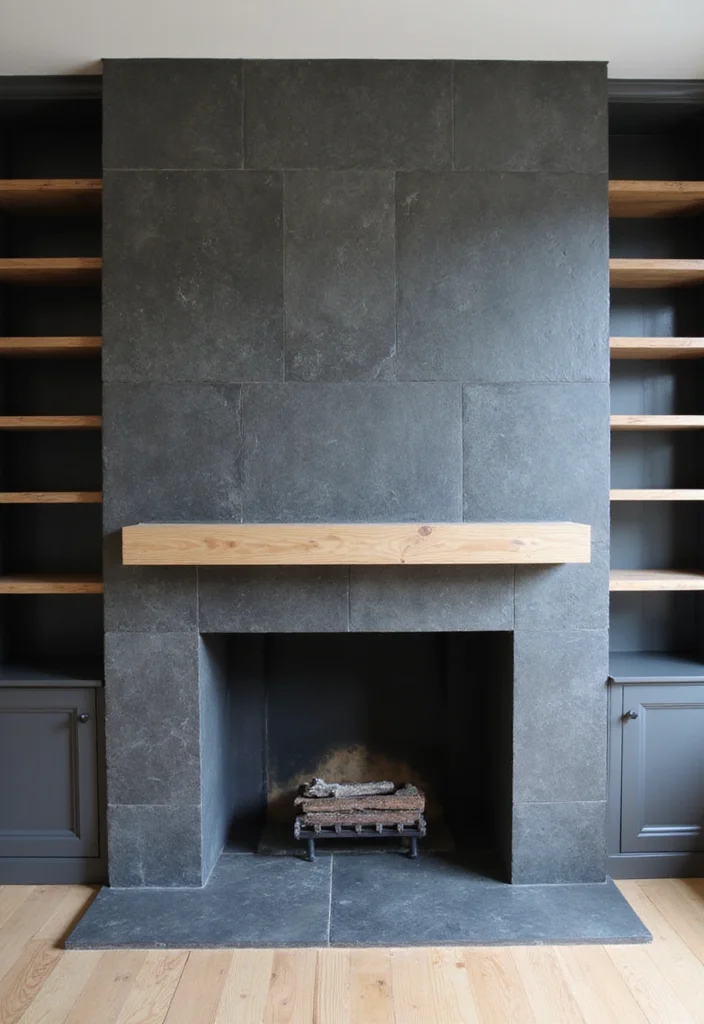 12 Stone Fireplace Ideas for Rustic Timeless Texture 12 12 Stone Fireplace Ideas for Rustic Timeless Texture - 2. Sleek Slate Stone Surround