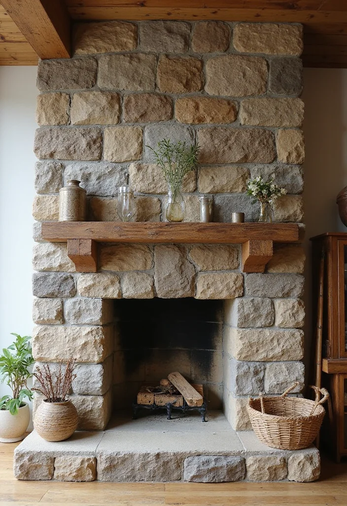 12 Stone Fireplace Ideas for Rustic Timeless Texture 34 12 Stone Fireplace Ideas for Rustic Timeless Texture - 4. Eco-Friendly Reclaimed Stone Fireplace