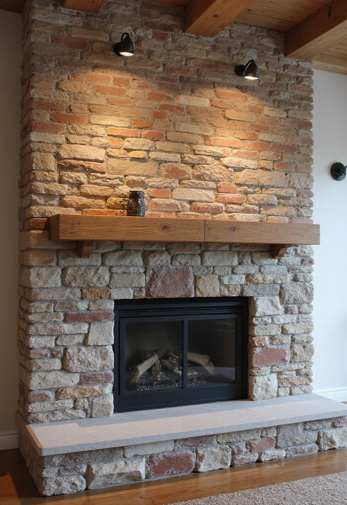 12 Stone Fireplace Ideas for Rustic Timeless Texture 45 12 Stone Fireplace Ideas for Rustic Timeless Texture - 5. Textured Brick and Stone Combo