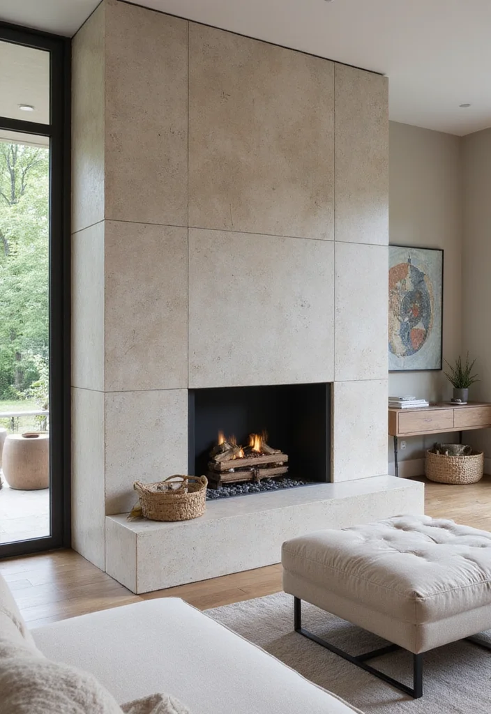 12 Stone Fireplace Ideas for Rustic Timeless Texture 56 12 Stone Fireplace Ideas for Rustic Timeless Texture - 6. Modern Minimalist Stone Fireplace