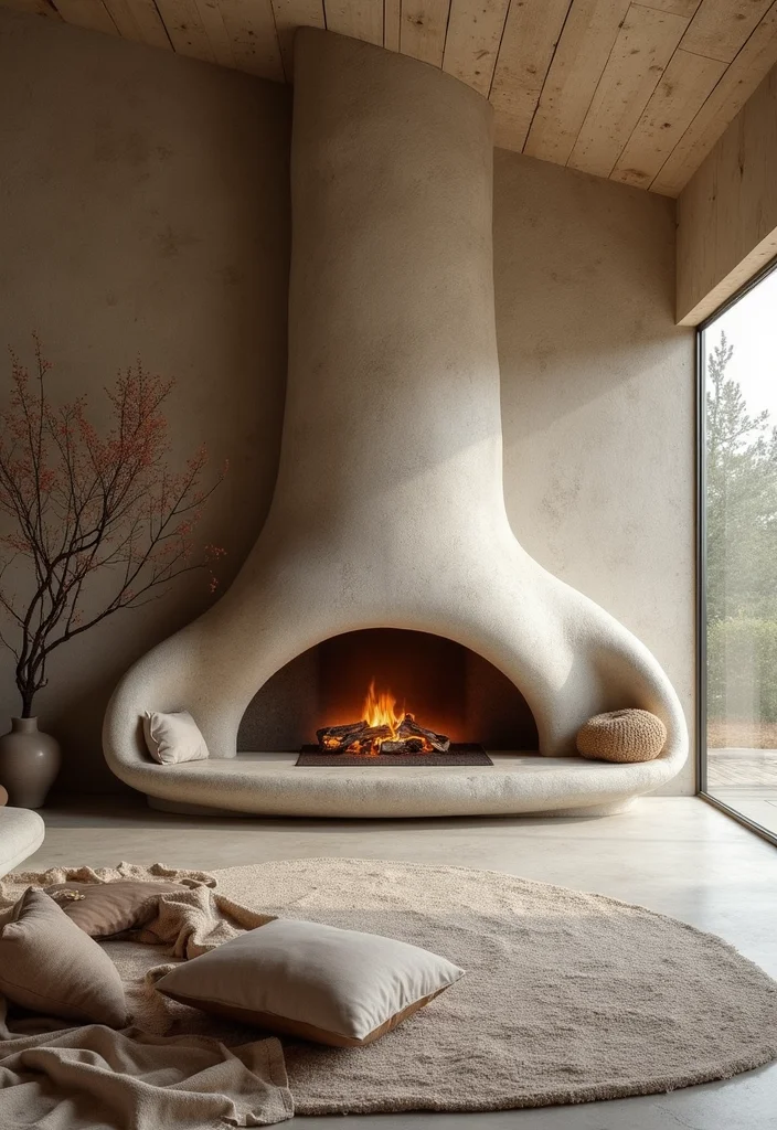 12 Stone Fireplace Ideas for Rustic Timeless Texture 67 12 Stone Fireplace Ideas for Rustic Timeless Texture - 7. Organic Shaped Stone Fireplace