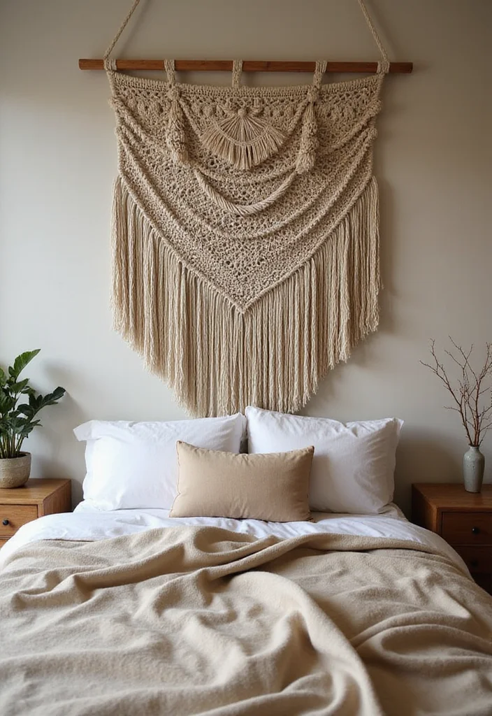 12 Wall Decor Over Bed Ideas for Balanced Bedroom Style 1 12 Wall Decor Over Bed Ideas for Balanced Bedroom Style - 1. Macramé Wall Hangings