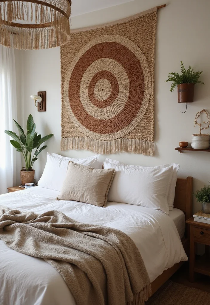 12 Wall Decor Over Bed Ideas for Balanced Bedroom Style 45 12 Wall Decor Over Bed Ideas for Balanced Bedroom Style - 5. Woven Tapestries