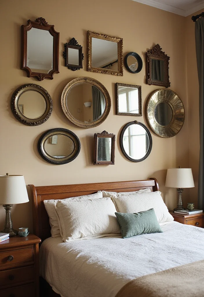 12 Wall Decor Over Bed Ideas for Balanced Bedroom Style 67 12 Wall Decor Over Bed Ideas for Balanced Bedroom Style - 7. Vintage Mirrors