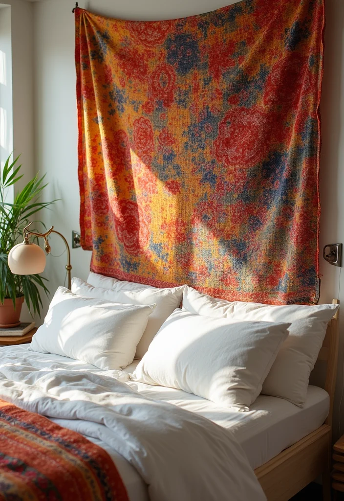 12 Wall Decor Over Bed Ideas for Balanced Bedroom Style 89 12 Wall Decor Over Bed Ideas for Balanced Bedroom Style - 9. Fabric Wall Hangings