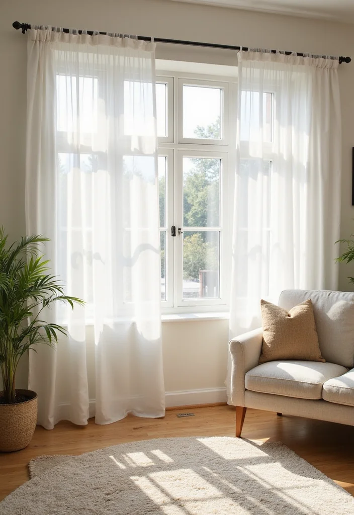 12 Window and Curtain Ideas for Balanced Light and Style - 3. Light-Filtering Sheer Curtains