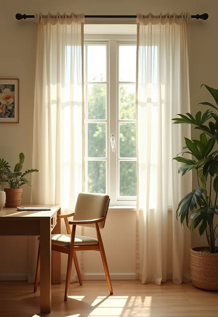 12 Womens Office Decor Ideas for Stylish Motivating Spaces - 4. Natural Light and Soft Curtains
