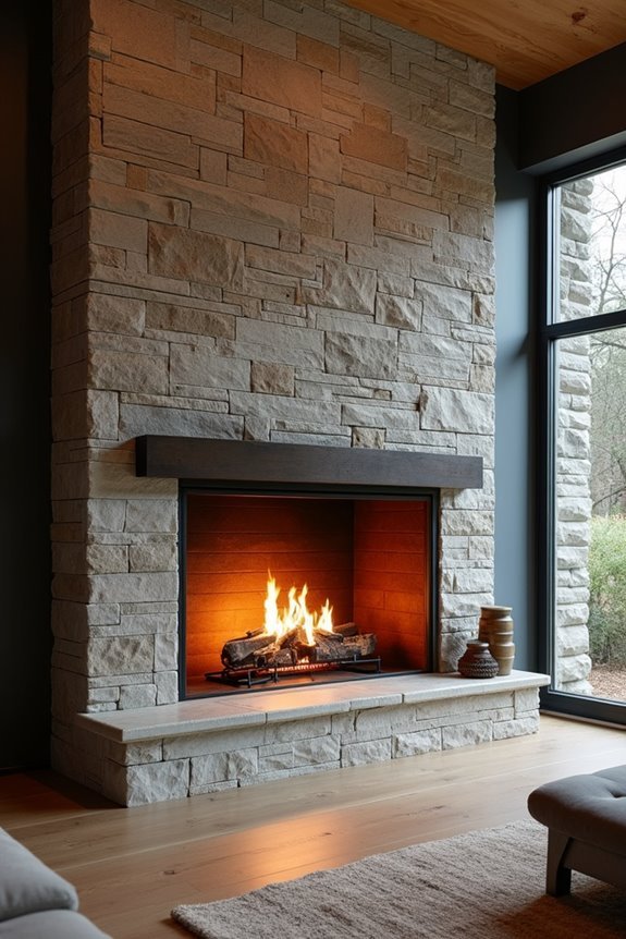 corner fireplace creates dramatic focal magnet