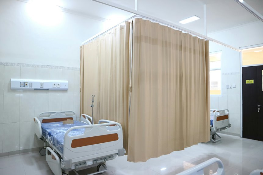 curtains around bed provide privacy