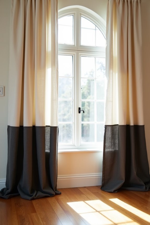 extend curtain length with contrasting panel