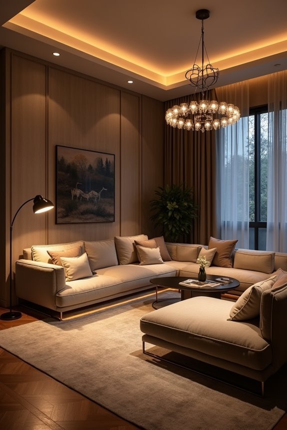 layered lighting for cozy living room