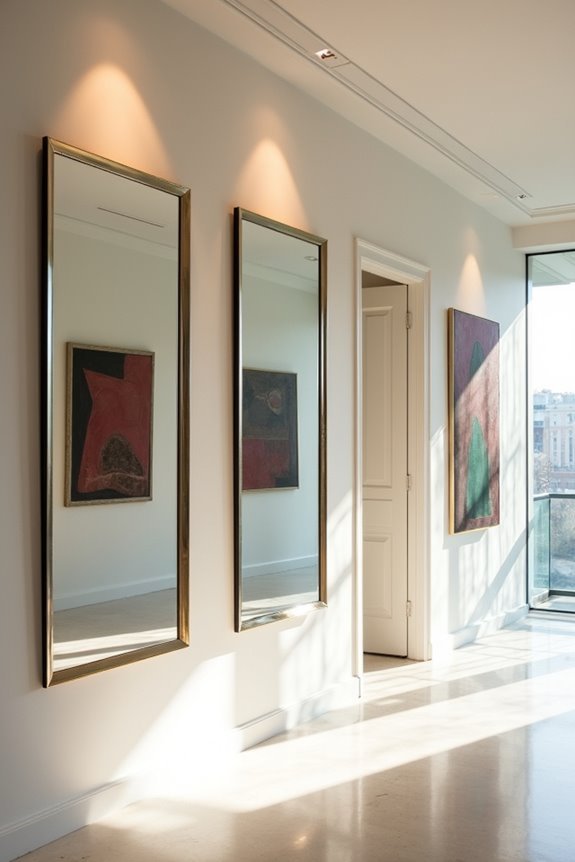 10 Ways to Decorate a Large Wall 7 layered mirrors amplify artwork brightness