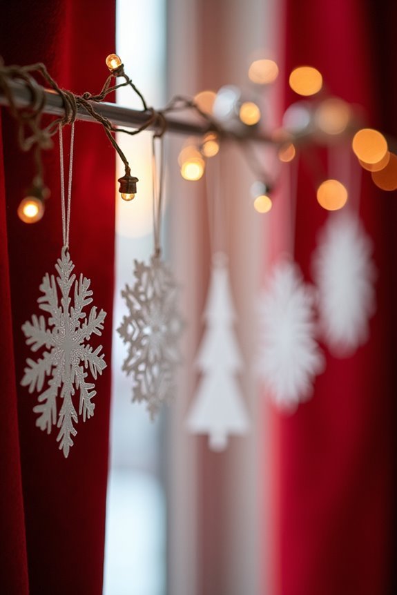 10 Ways to Decorate Your Curtain Rod for Christmas 7 layered snowflakes glowing depth