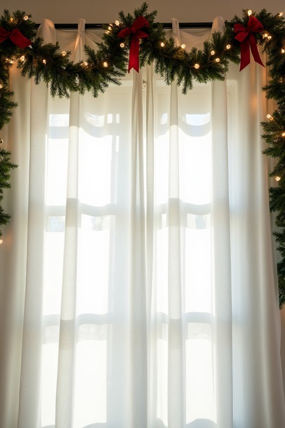 10 Ways to Decorate Your Curtain Rod for Christmas 3 lightweight faux garland easy upkeep