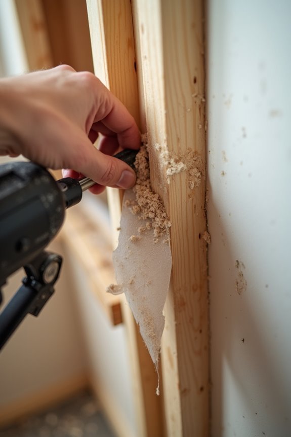 How to Do DIY Decorative Wall Moulding in 10 Steps 4 nail molding into studs precisely