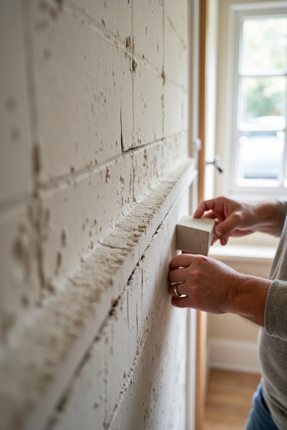 How to Do DIY Decorative Wall Moulding in 10 Steps 2 sand walls locate studs mark level lines