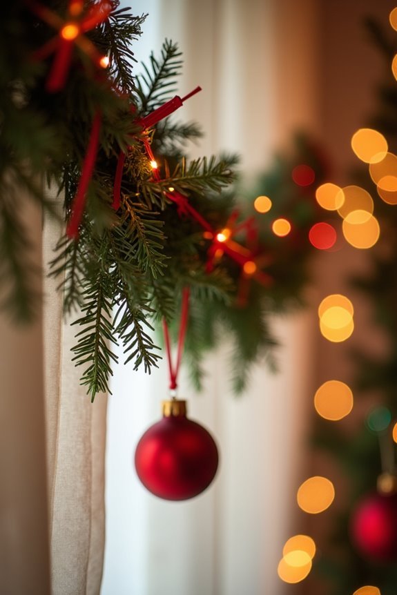 10 Ways to Decorate Your Curtain Rod for Christmas 5 secure garland with zip ties neatly