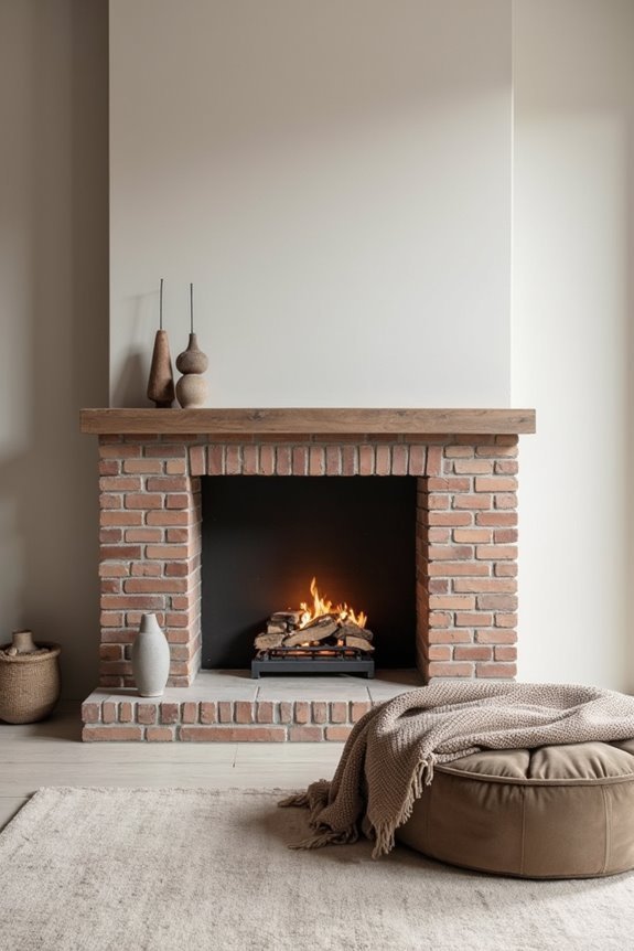 5 Ways to Style a Fireplace Without a Mantle 2 symmetry with plants baskets textures