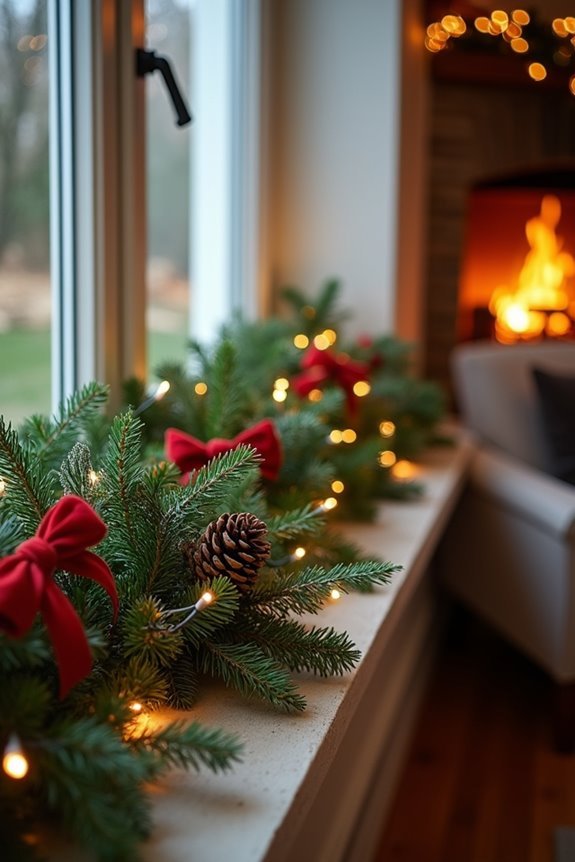 10 Ways to Decorate Your Curtain Rod for Christmas 1 tension rod low placement